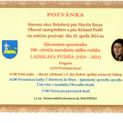 Slávnostná spomienka 100. výročia narodenia nášho rodáka  LADISLAVA PUDIŠA (1924 – 2024)